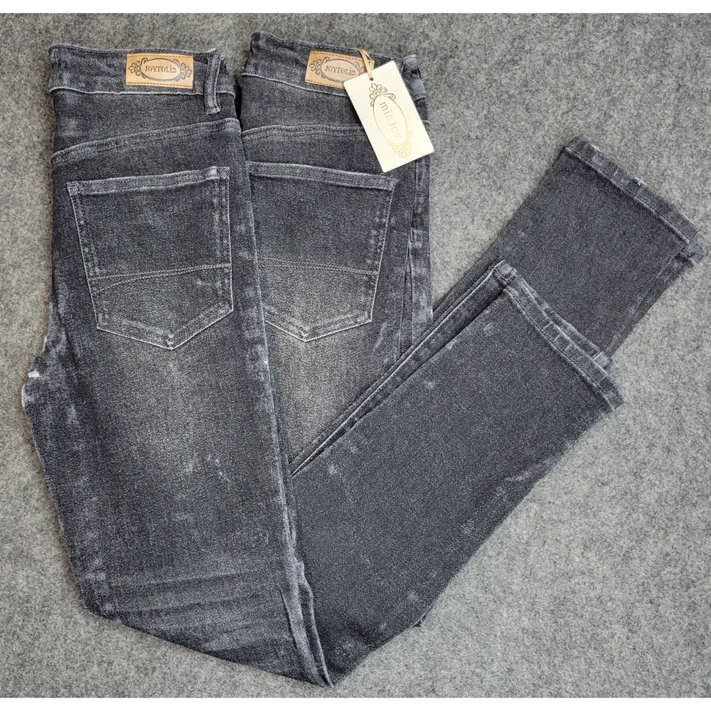 Mia Joy Jeans Womens 25 Black Denim in Washed Distressed Stretch LOT BUNDLE (2)
